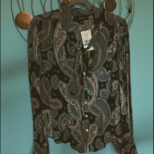 Navy/Teal Paisley Blouse XL